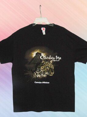 Confort size L mens t shirt Chichen itza print short sleeves color black nwot